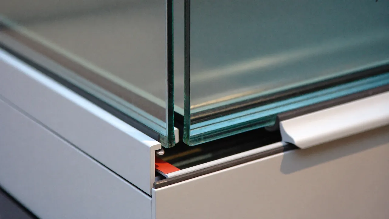 Cross-section detail of a double glazing sealed unit showing the spacer bar