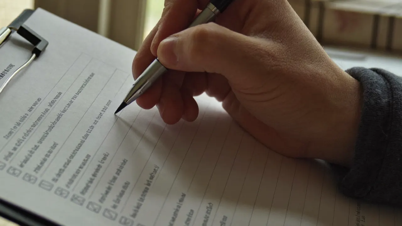 Homeowner ticking off items on a printed window quote checklist