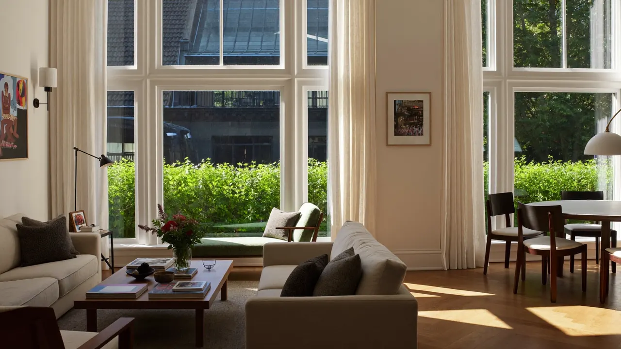 Bright living room interior with newly fitted casement windows